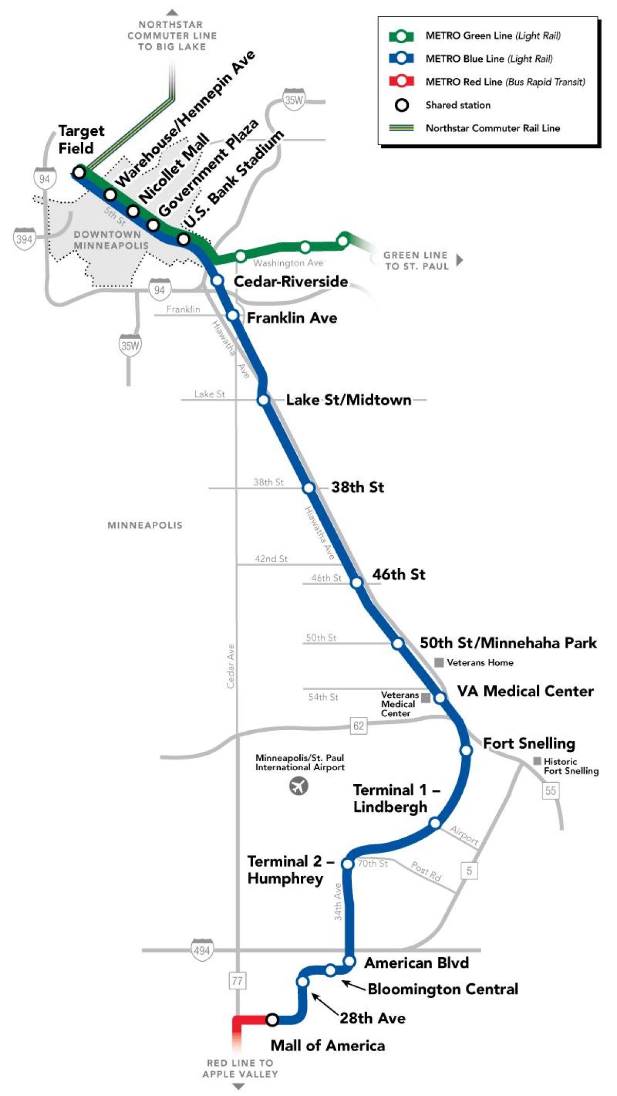 washington tunnelbana blå linje karta