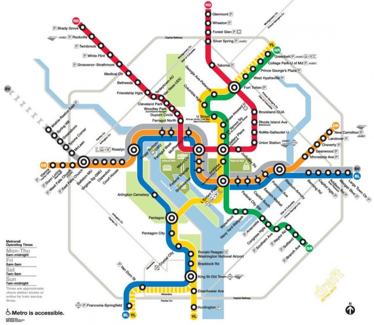 washington dc metro rail karta