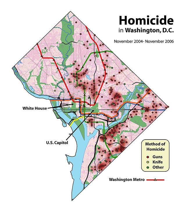 washington dc dåliga områden karta