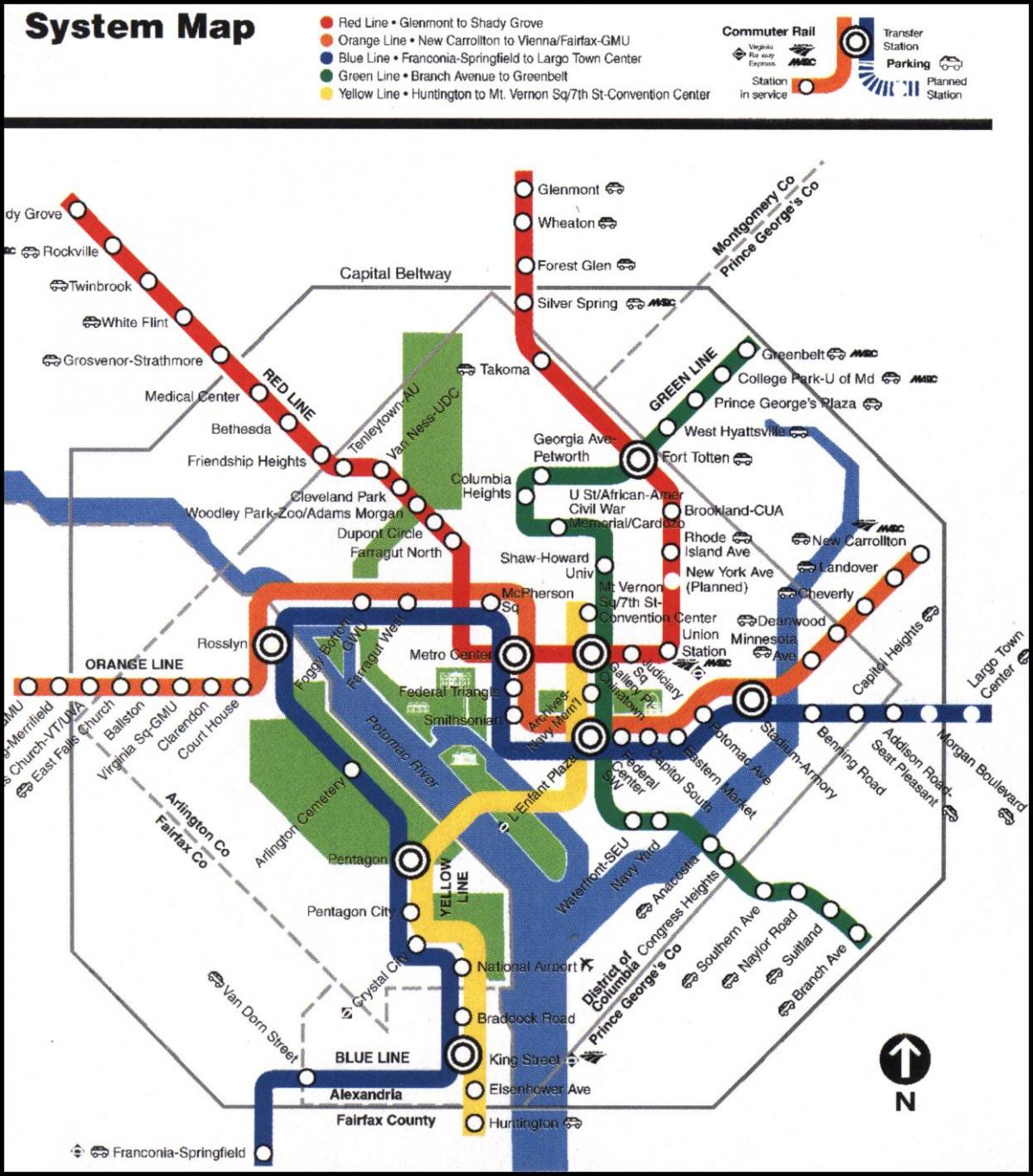 washington dc metro tåg karta
