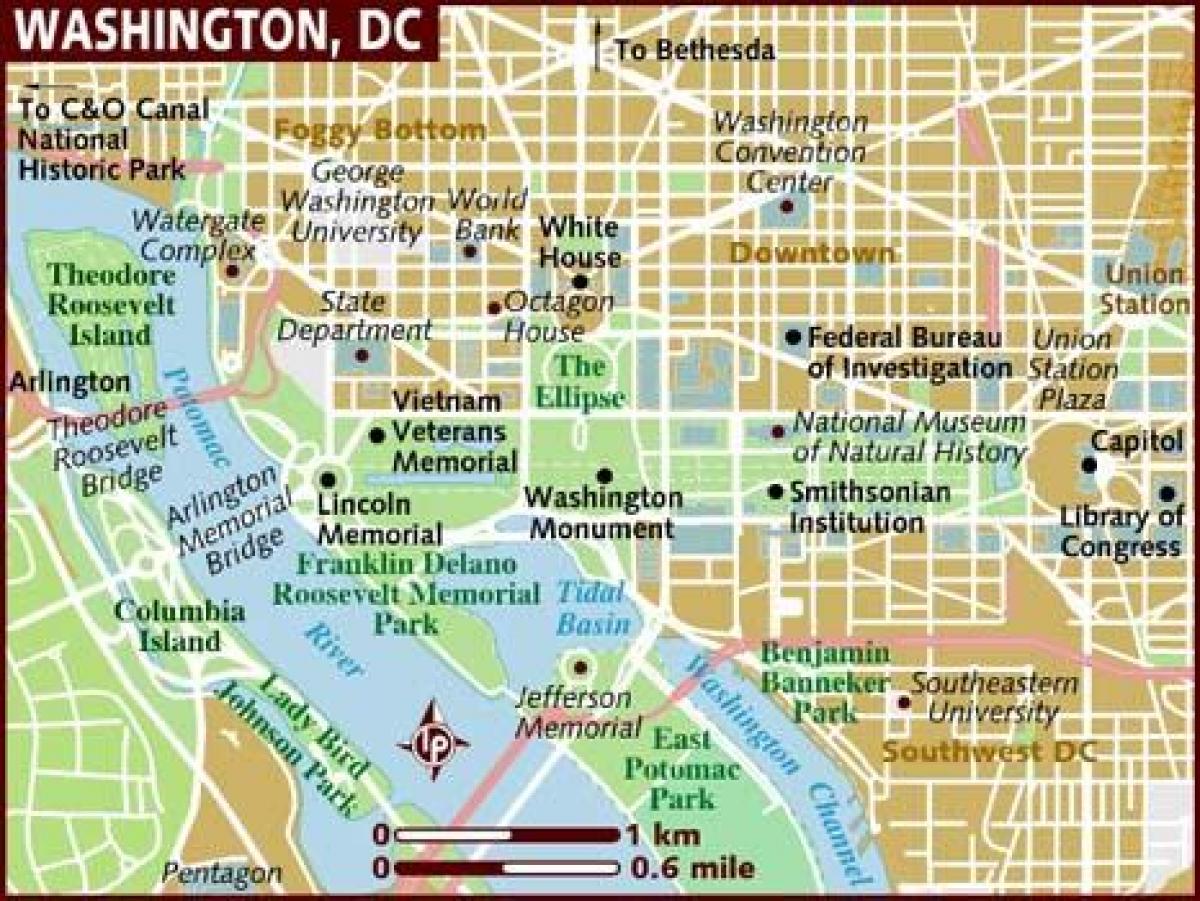en karta över washington dc