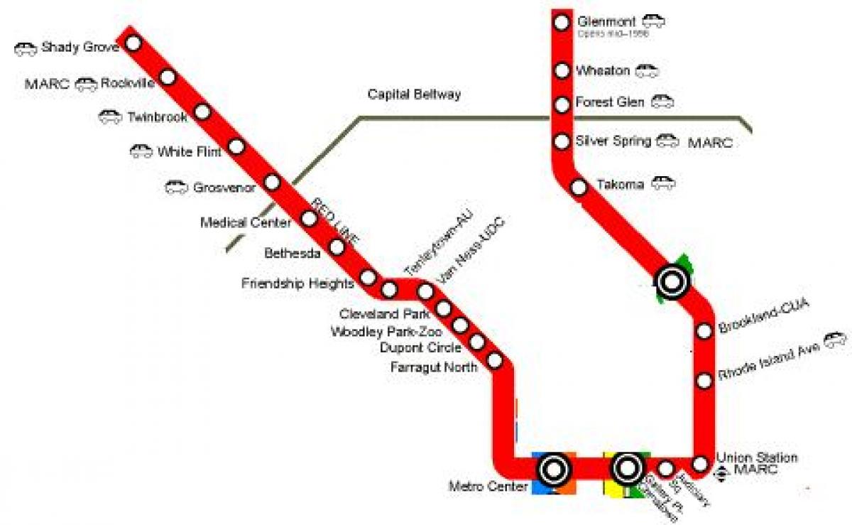 washington dc tunnelbanans röda linje karta