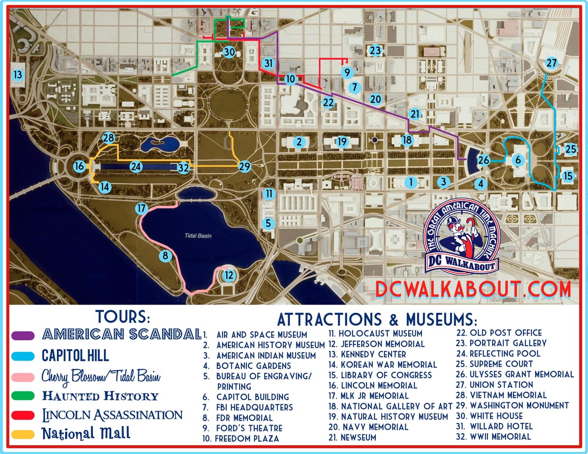 washington dc besökare guide karta
