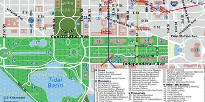 Karta över washington dc främsta sevärdheter