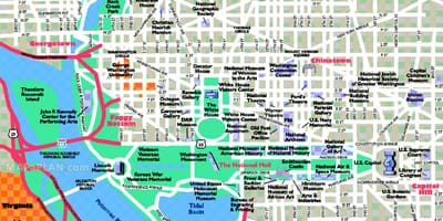 Washington dc turistattraktioner karta